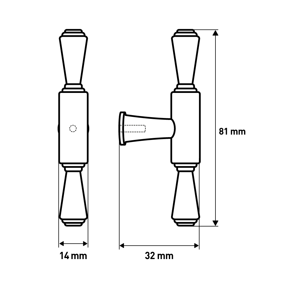 Ручка мебельная Larvij Кноб, 81x32x14 мм, черный, L4.knob16BL