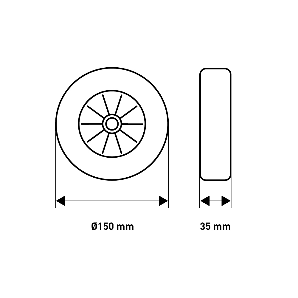 Колесо мебельное неповоротное Larvij, без тормоза, Ø150 мм, черный / белый, LWHEEL-150
