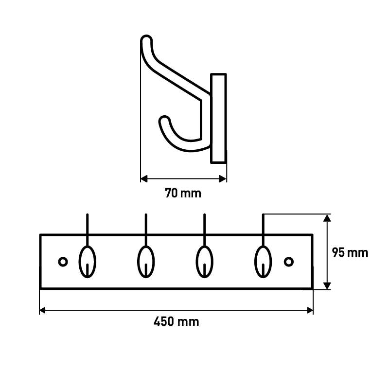 Вешалка для пальто и шапки Larvij, 450x70x50 мм, оранжевый / зеленый, LH4OR01GR