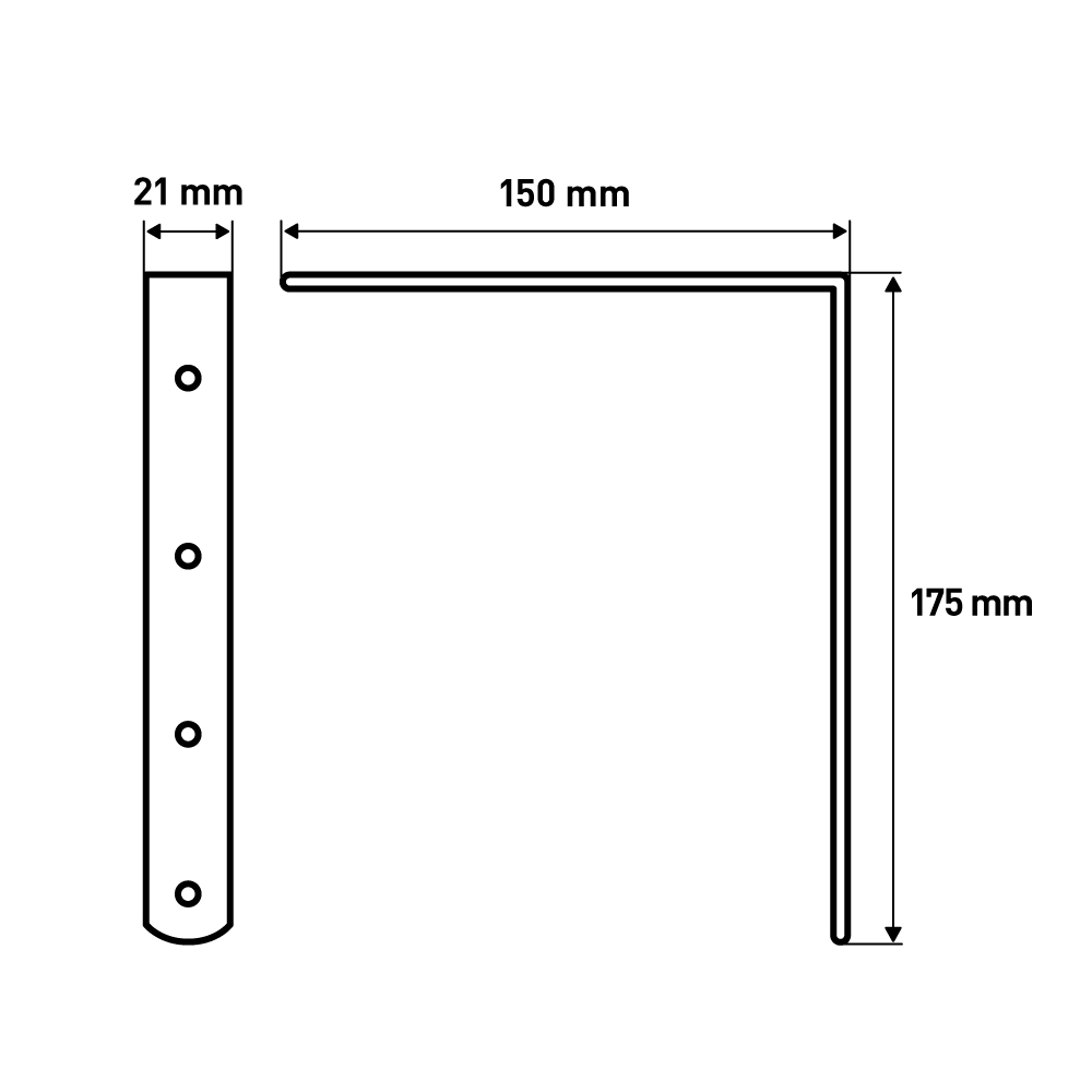 Кронштейн Larvij Angle, 150x175 мм, черный, L7659BL