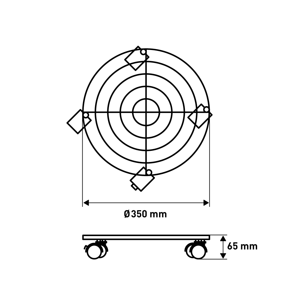 Подставка для цветов Larvij на колесаx Ø40, 350x65x350 мм, черный / xром, LFP-350