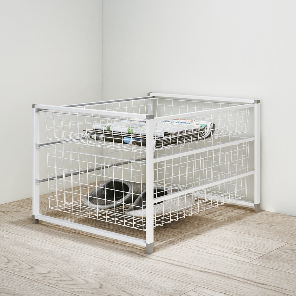 Тумба 3-уровневая с проволочными корзинами Larvij, 435x350x545 мм, белый, 01WH