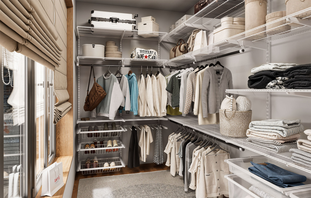 Угловая гардеробная система Larvij на балконе