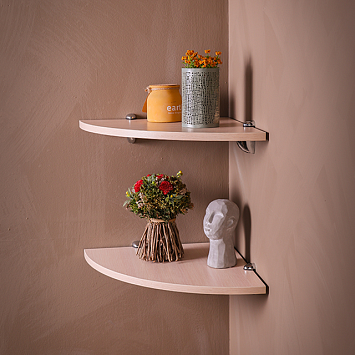 ЛДСП полка угловая Larvij, 350x16x350 мм, беленый дуб, LWOBCSR35