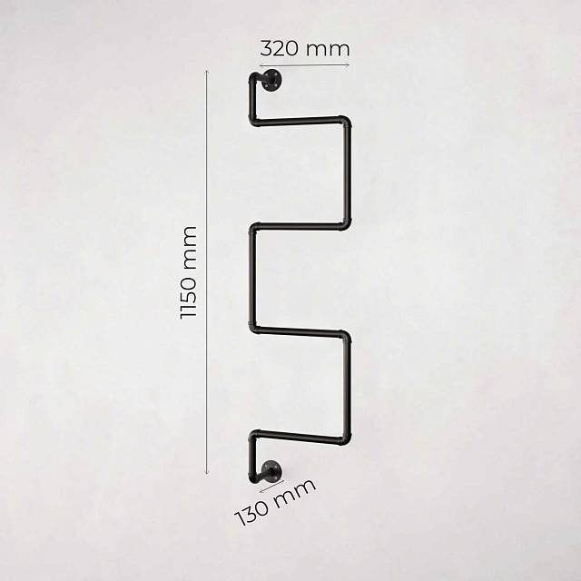 Полка для книг в стиле Лофт Larvij, 320x1150x130 мм, черный, PIPE18BL - Фото 6