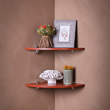 ЛДСП полка угловая Larvij, 350x16x350 мм, вишня, LWCHCSR35