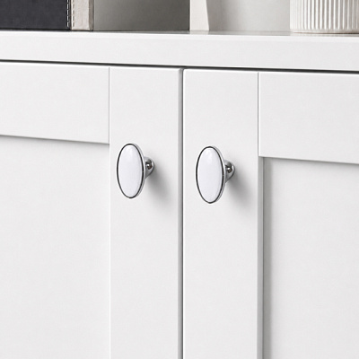 Ручка мебельная Larvij, 35x50x30 мм, белый / xром, L4.knob08WH Фото 2