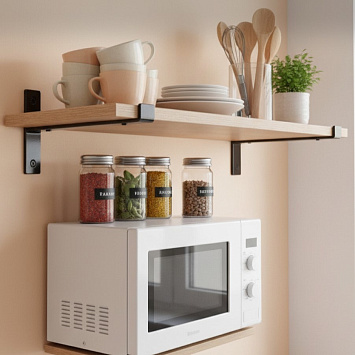 Кронштейн Larvij Джей Брэкет, 200x120x28 мм, черный, L7729BL