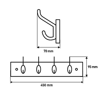 Вешалка для пальто и шапки Larvij, 450x70x50 мм, оранжевый / зеленый, LH4OR01GR