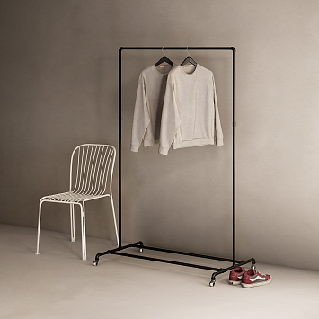 Рейл на колесиках в стиле Лофт Larvij, 1112x1650x595 мм, черный / серый, PIPE20BL