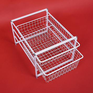 Тумба 3-уровневая с проволочными корзинами Larvij, 435x350x565 мм, белый, 01WH(N)
