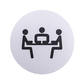 Табличка информационная Larvij Зал переговоров, 95x95x2,5 мм, серебро, L003CNFR