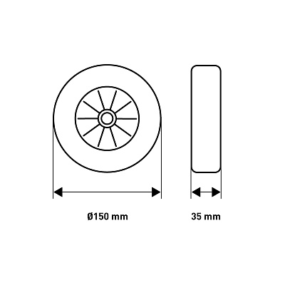 Колесо мебельное неповоротное Larvij, без тормоза, Ø150 мм, черный / белый, LWHEEL-150 Фото 2