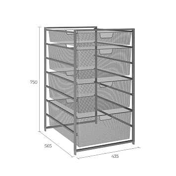 Тумба 7-уровневая с мелкосеточными корзинами Larvij, 435x750x565 мм, серый, 08GA(N)
