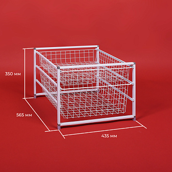 Тумба 3-уровневая с проволочными корзинами Larvij, 435x350x565 мм, белый, 01WH(N)