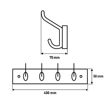 Вешалка Larvij, 400x70x50 мм, красное дерево / свинец, LH4MH01PB