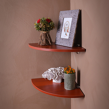 ЛДСП полка угловая Larvij, 350x16x350 мм, вишня, LWCHCSR35