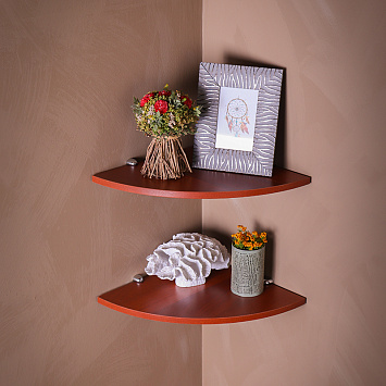 ЛДСП полка угловая Larvij, 350x16x350 мм, вишня, LWCHCSR35