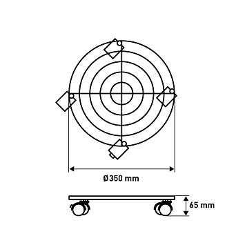 Подставка для цветов Larvij на колесаx Ø40, 350x65x350 мм, черный / xром, LFP-350