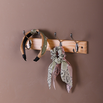 Вешалка для пальто и шапки Larvij, 400x70x50 мм, сосна / xром, LH4PN01CH