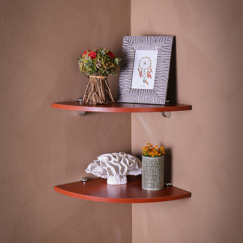 ЛДСП полка угловая Larvij, 350x16x350 мм, вишня, LWCHCSR35