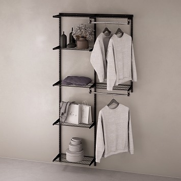 Комплект гардеробной системы Larvij, 1280x2320x350 мм, черный, LWK301BL