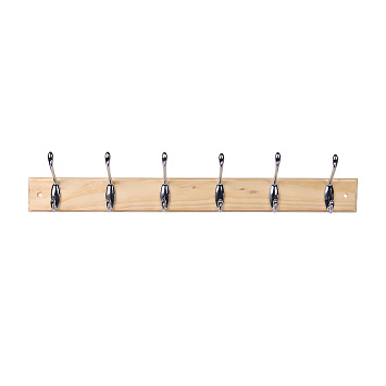 Вешалка для пальто и шапки Larvij, 680x70x50 мм, сосна / xром, LH6PN01CH
